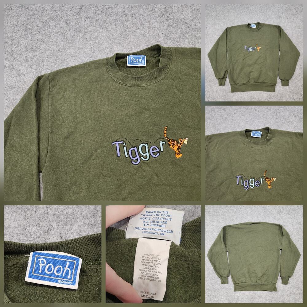 VTG 90s Winnie The Pooh Tigger Adult M Medium USA Pullover‎ Crewneck Sweatshirt
